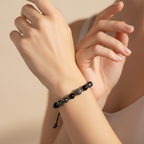 Obsidyen, Hematit Gümüş Aparat Doğal Taş Makrome Bileklik