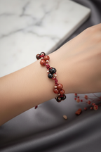 Kırmızı Jasper, Lal, Kırmızı Kaplan Gözü, Kırmızı Akik, Siyah Turmalin ve Hematit Doğal Taş Bileklik – Unisex Şık Tasarım