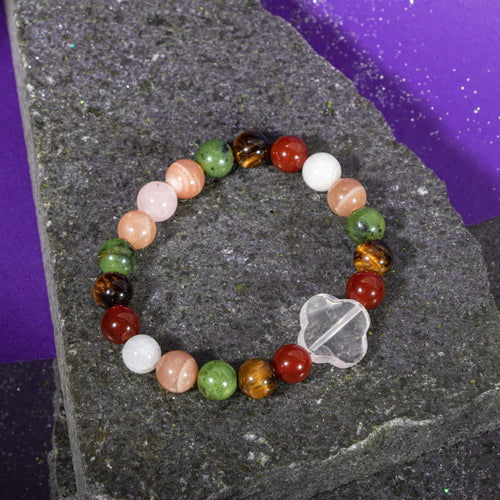 İkizler Burcu Bileklik Ay Taşı, Güneş Taşı, Kaplan Gözü, Kırmızı Akik, Pembe Kuvars, Yeşim