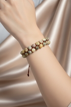 Opal Sarı 8mm Çift Sıra Makrome Doğal Taş Bileklik - Görsel 1 - Safnaturel