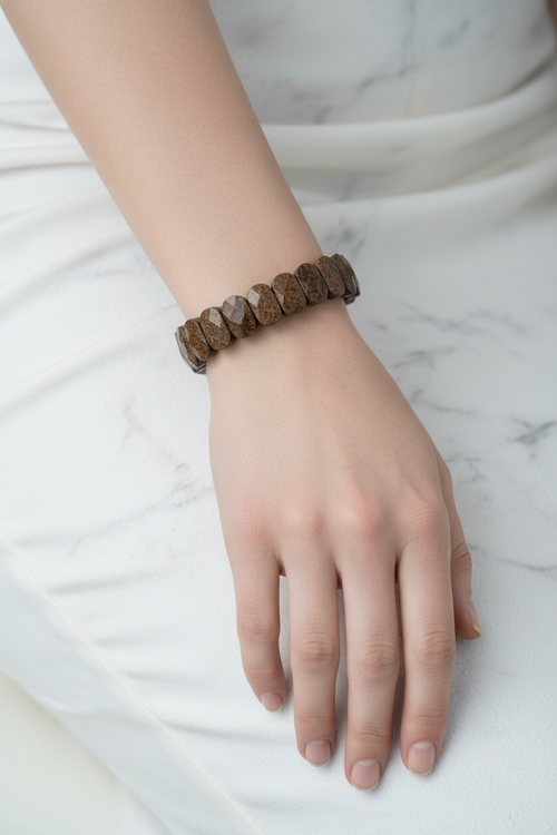 Bronzit Doğal Taş Geniş Kesim Bileklik