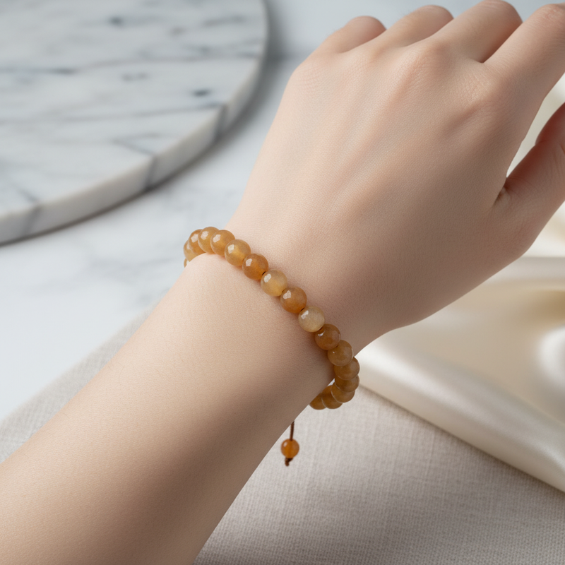 Turuncu Aventurin 6mm Merdiven Kapama Doğal Taş Bileklik - Görsel 1 - Safnaturel