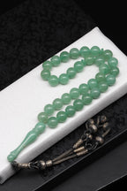 1000 Carat Silver Hand Knitted Tassel Aventurine Natural Stone Sphere Cut Prayer Beads