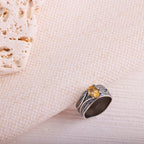 Sertifikalı Sitrin 925 Ayar Gümüş Yüzük (SK:549)