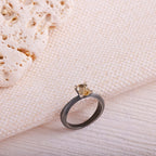 Sertifikalı Sitrin 925 Ayar Gümüş Yüzük (SK:552)