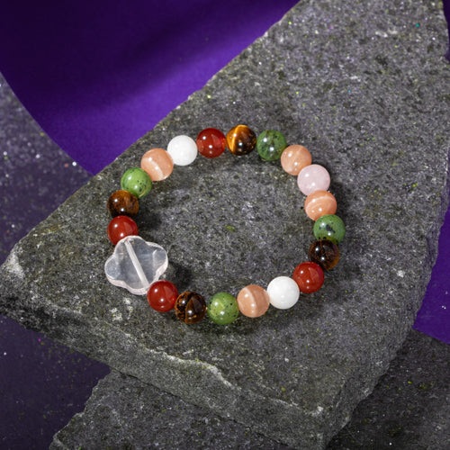 İkizler Burcu Bileklik Ay Taşı, Güneş Taşı, Kaplan Gözü, Kırmızı Akik, Pembe Kuvars, Yeşim