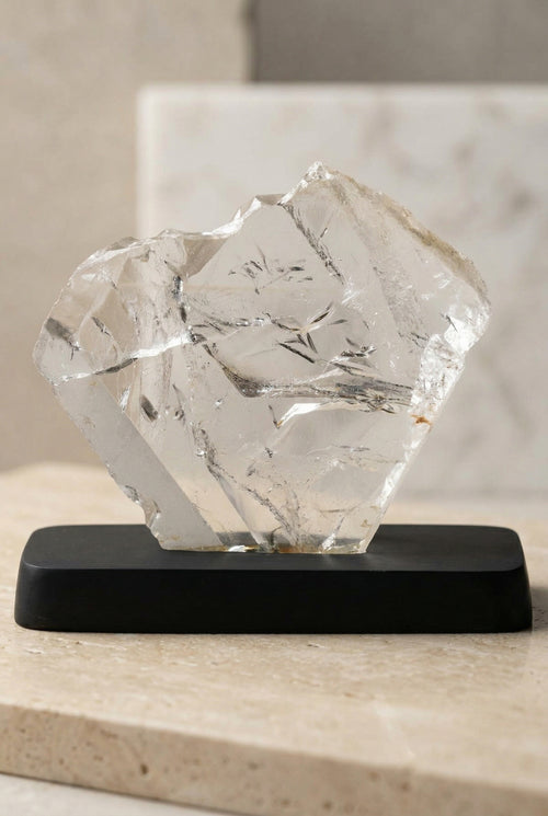 Kristal Kuvars Doğaltaş Standlı Ham Parça – 909 gr