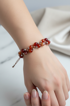 Karnelyan Akik Doğal Taş Merdiven Kapama Bileklik – Ayarlanabilir İpli Tasarım