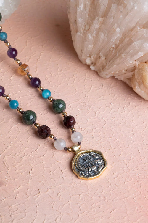 Sertifikalı Akrep Burcu Doğal Taş Makrome Kolye