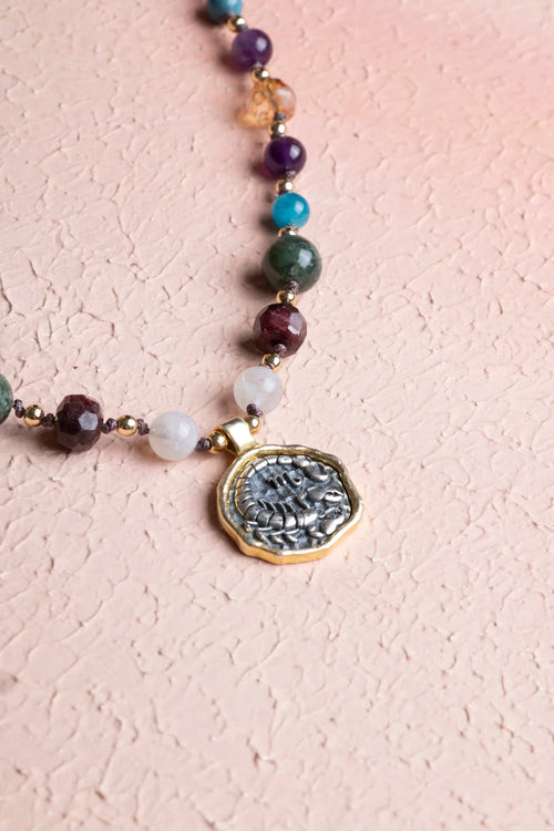 Sertifikalı Akrep Burcu Doğal Taş Makrome Kolye