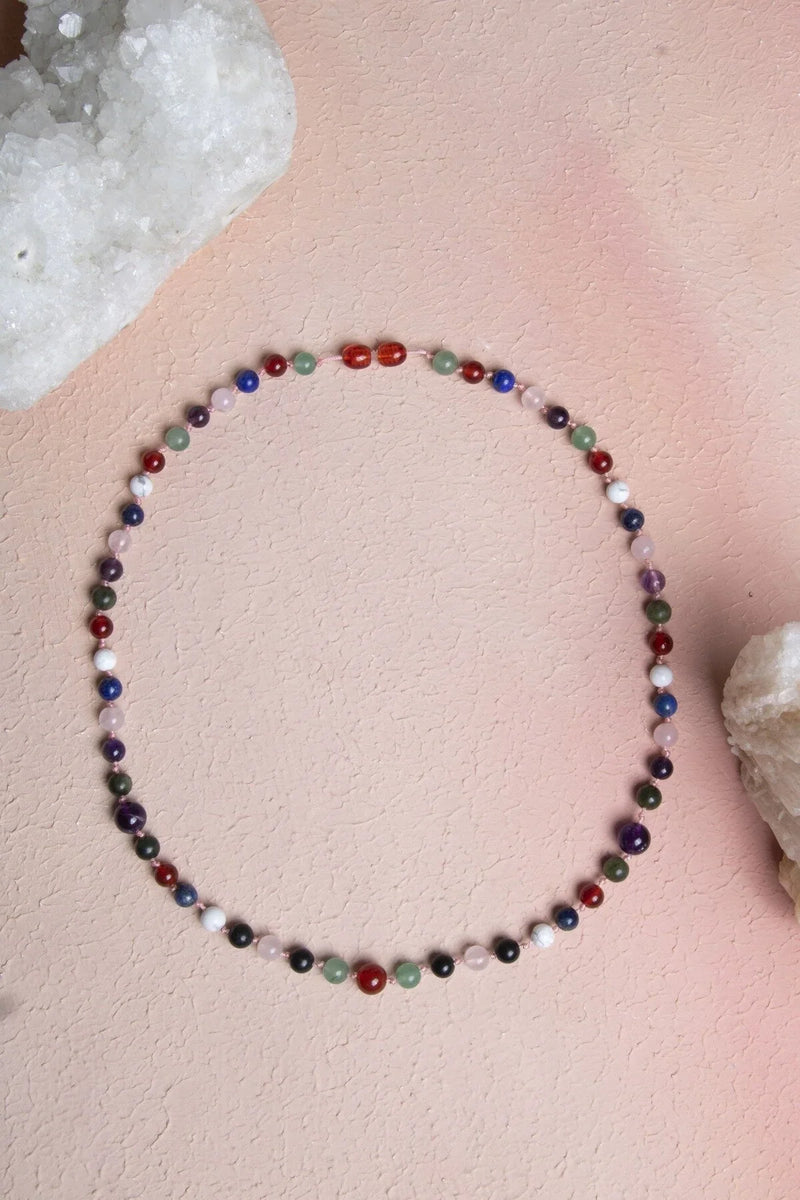 Sertifikalı Kırmızı Akik, Yeşil Aventurin, Lapis, Pembe Kuvars, Ametist, Havlit, Yeşim, Shungite Kız Öğrenci Kolye - Görsel 2 - Safnaturel