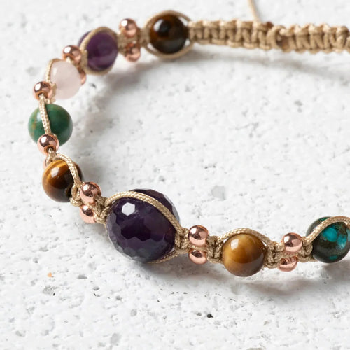 Ametist – Kaplan Gözü – Pembe Kuvars – Krizokol Doğaltaş Bileklik