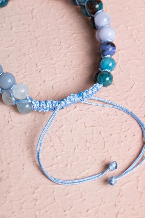 Sertifikalı Akuamarin, Anjelit, Mavi Apatit, Krizokol, Kalsedon ve Sodalit 6 mm Doğaltaş Bileklik