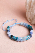 Sertifikalı Akuamarin, Anjelit, Mavi Apatit, Krizokol, Kalsedon ve Sodalit 6 mm Doğaltaş Bileklik