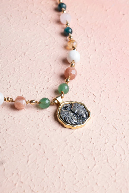 Sertifikalı İkizler Burcu Doğal Taş Makrome Kolye