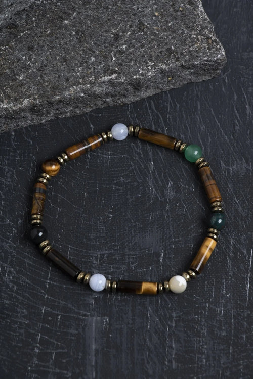 Sertifikalı Kaplan Gözü, Aventurin ve Kalsedon Yengeç Bilekliği