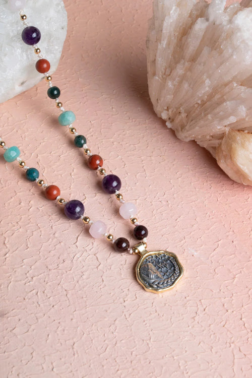 Sertifikalı Başak Burcu Doğal Taş Makrome Kolye