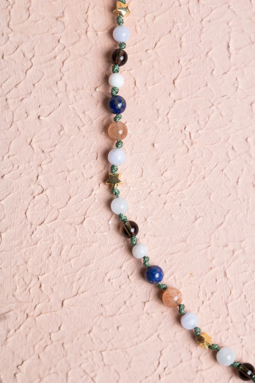 Sertifikalı Terazi Burcu Gümüş Yıldızlı Doğal Taş Kolye