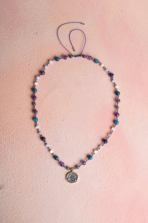 Sertifikalı Yay Burcu Doğal Taş Makrome Kolye