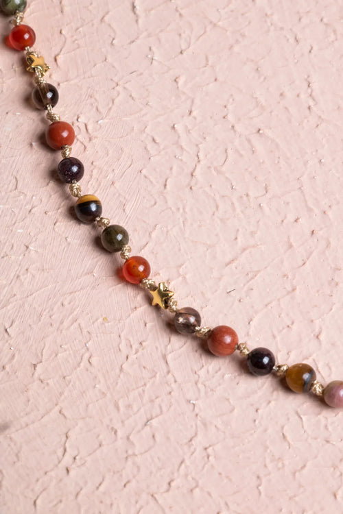 Sertifikalı Oğlak Burcu Gümüş Yıldızlı Doğal Taş Kolye