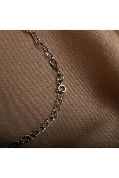 İkili Taş İnci-Hematit Doğal Taş Zincir Gümüş Kapama Kolye