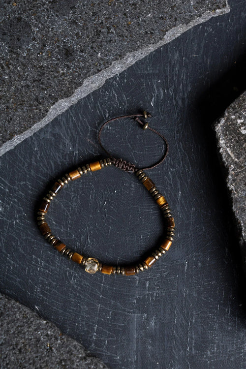 Sertifikalı Hematit – Kaplan Gözü – Sitrin Doğaltaş Makrome Bileklik