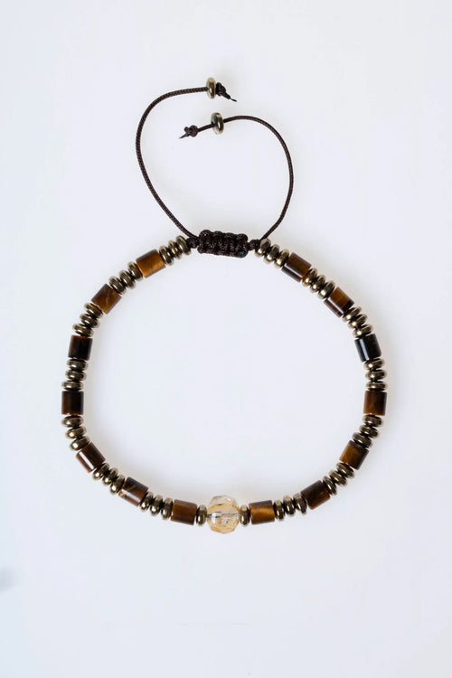 Sertifikalı Hematit – Kaplan Gözü – Sitrin Doğaltaş Makrome Bileklik