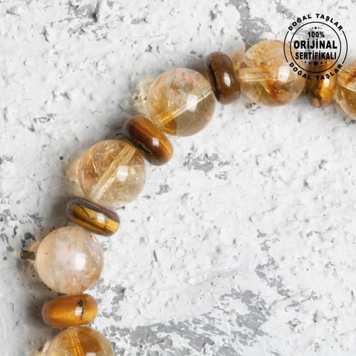 Sertifikalı Sitrin – Kaplan Gözü Doğaltaş Bileklik
