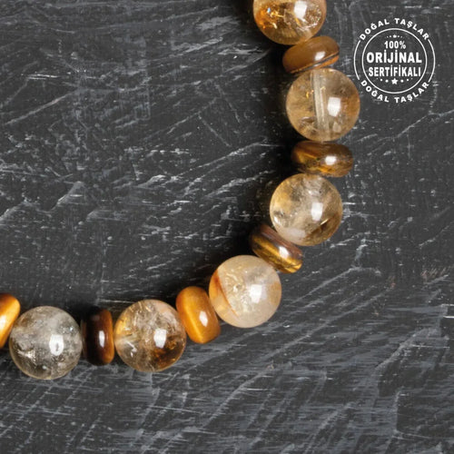 Sertifikalı Sitrin – Kaplan Gözü Doğaltaş Bileklik