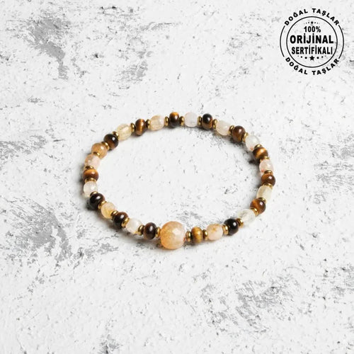Sertifikalı Kaplan Gözü – Sitrin Doğaltaş Bileklik