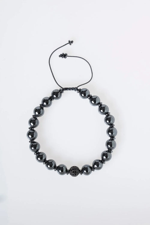 Sertifikalı Hematit Zirkon Aparatlı Doğaltaş Makrome Bileklik