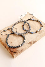 Hematit-Gri Jasper-Kaplan Gözü Erkek Doğal Taş Bileklik Seti