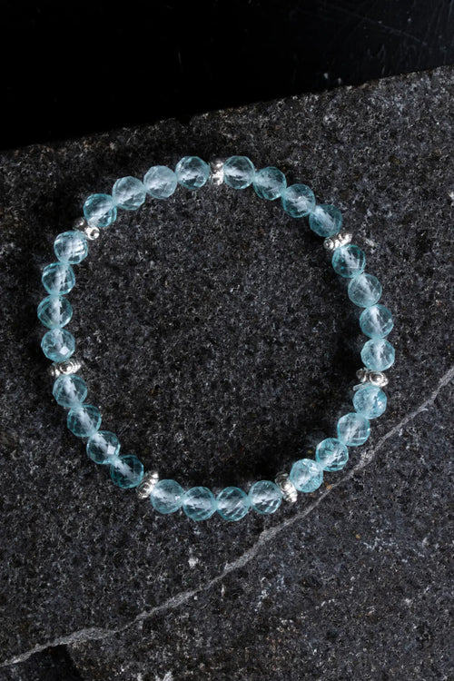 Sertifikalı Topaz Gümüş Aparatlı 6 mm Doğaltaş Bileklik