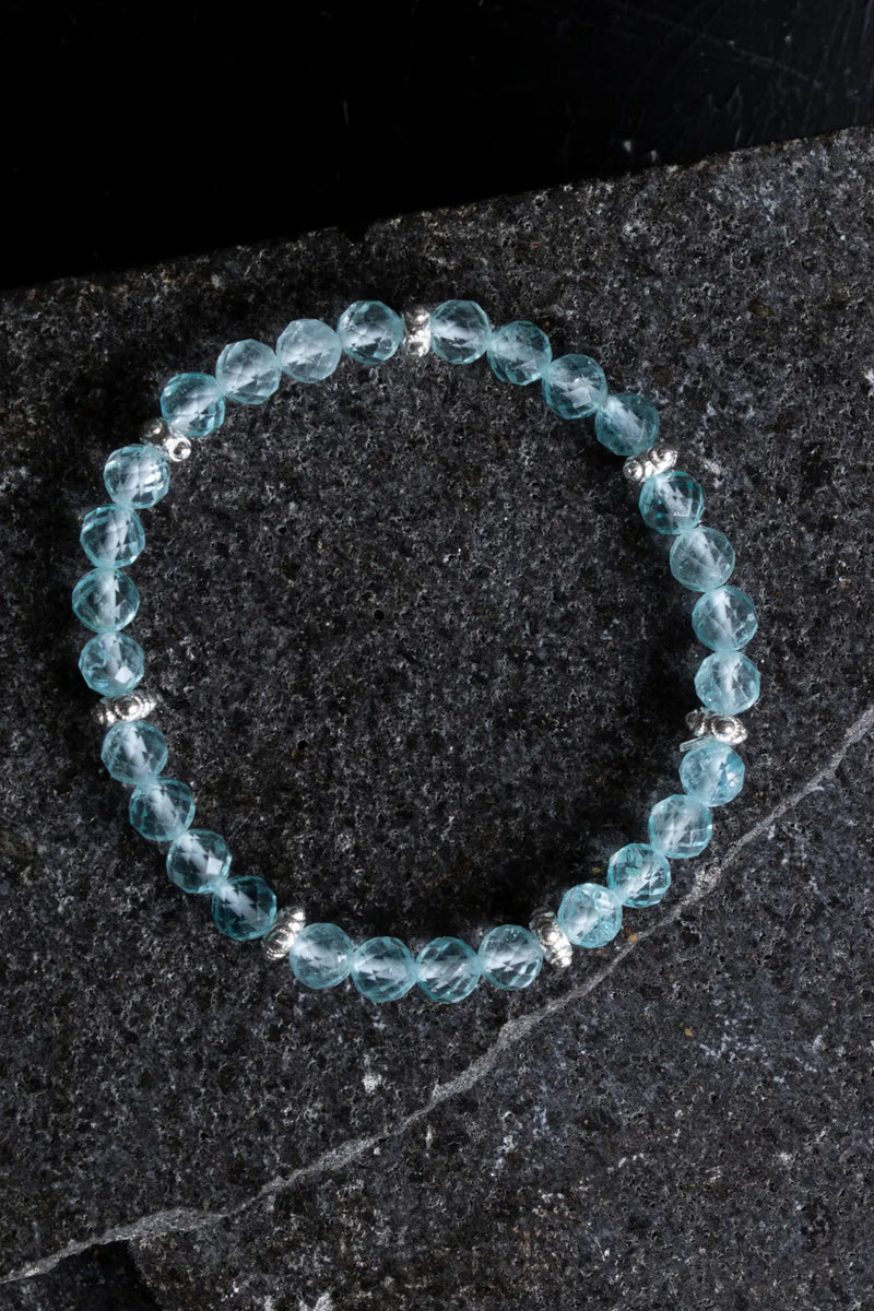 Sertifikalı Topaz Gümüş Aparatlı 6 mm Doğaltaş Bileklik - Görsel 4 - Safnaturel