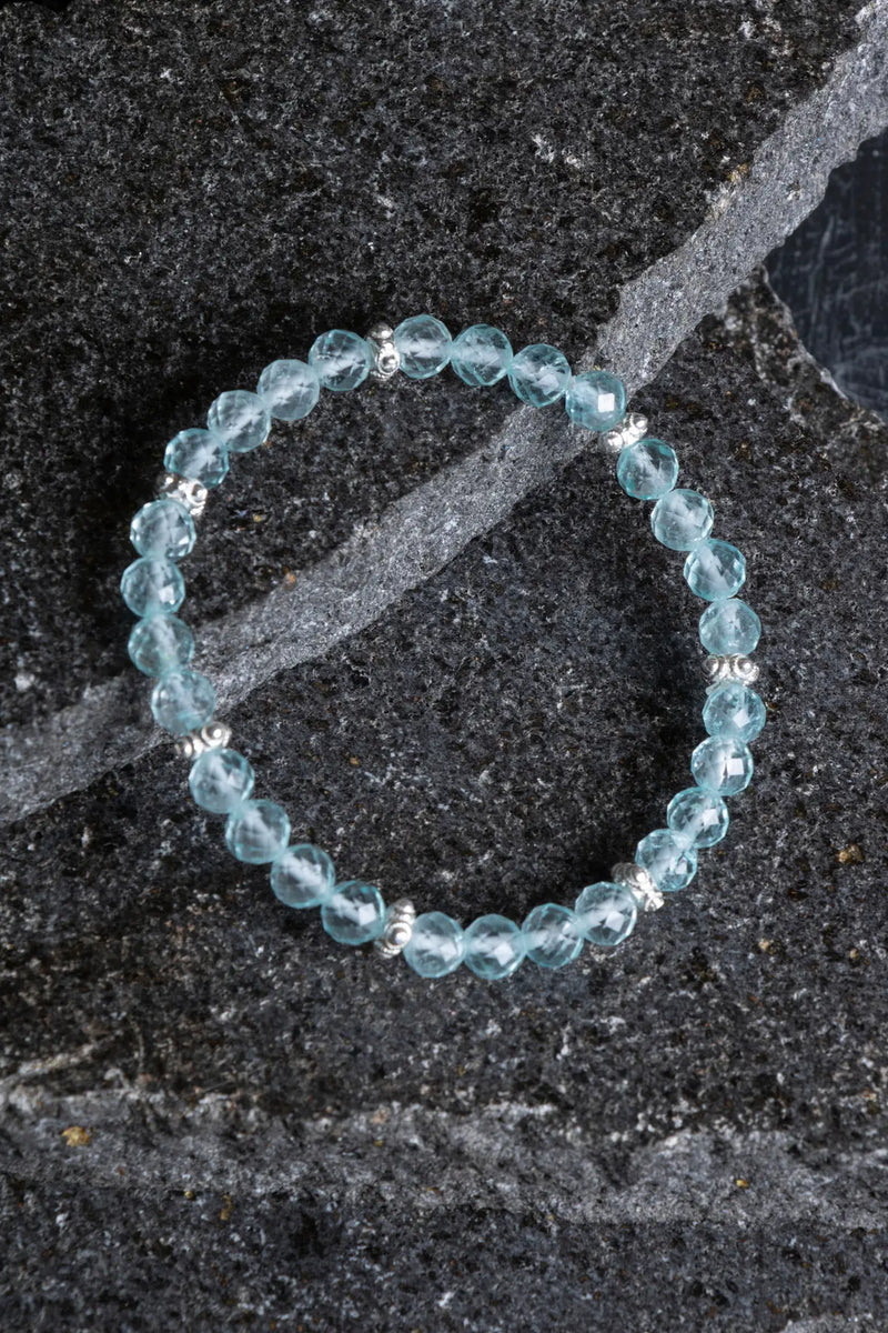 Sertifikalı Topaz Gümüş Aparatlı 6 mm Doğaltaş Bileklik - Görsel 3 - Safnaturel