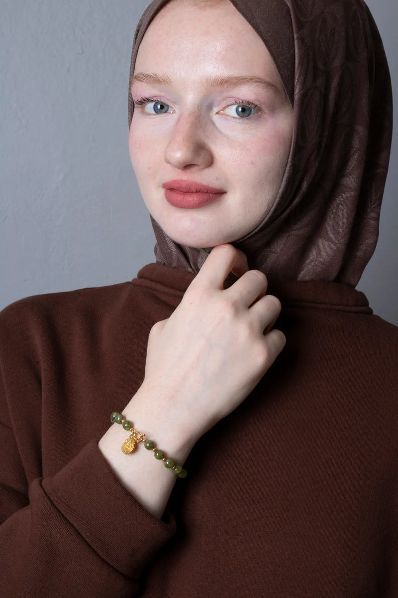 Sertifikalı Zebercet Lale Gümüş Aparatlı Doğaltaş Bileklik - Görsel 1 - Safnaturel