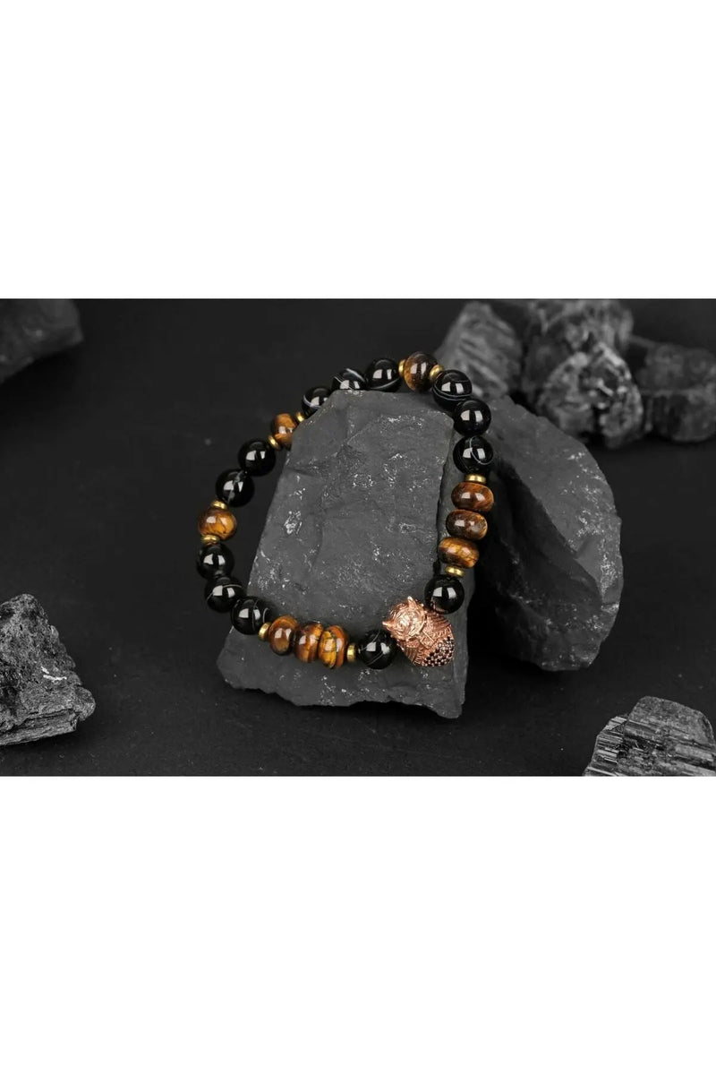 Kaplan Gözü-Siyah Göz Akik-Hematit Zirkon Doğal Taş Bileklik - Görsel 5 - Safnaturel
