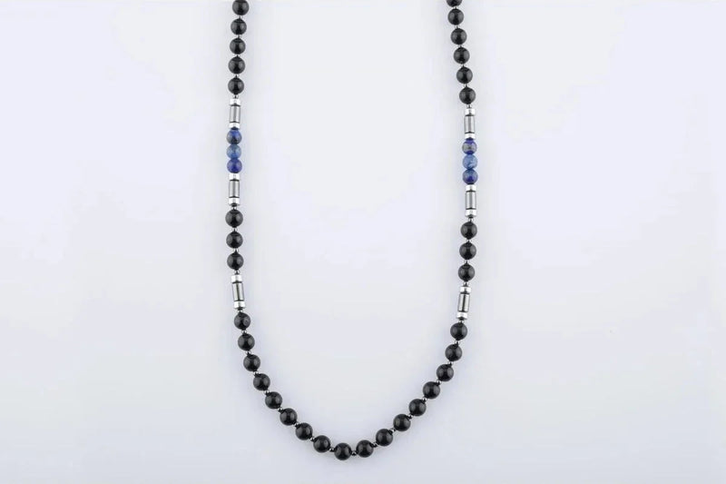 Siyah Turmalin – Lapis Lazuli – Hematit Doğaltaş Erkek Kolye - Görsel 2 - Safnaturel