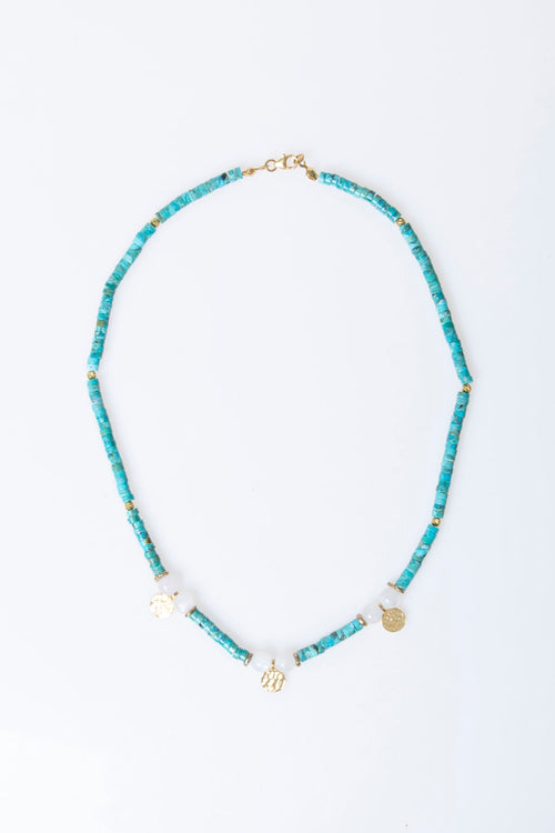 Sertifikalı Turkuaz, Ay Taşı Gümüş Aparatlı Doğal Taş Kolye