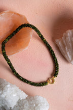 Sertifikalı El İşçiliği Örme Yeşim Gümüş Kapama Doğaltaş Kolye