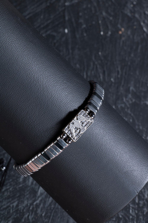 Sertifikalı Çift Başlı Selçuklu Kartal Gümüş Aparatlı Hematit Doğal Taş Makrome Bileklik