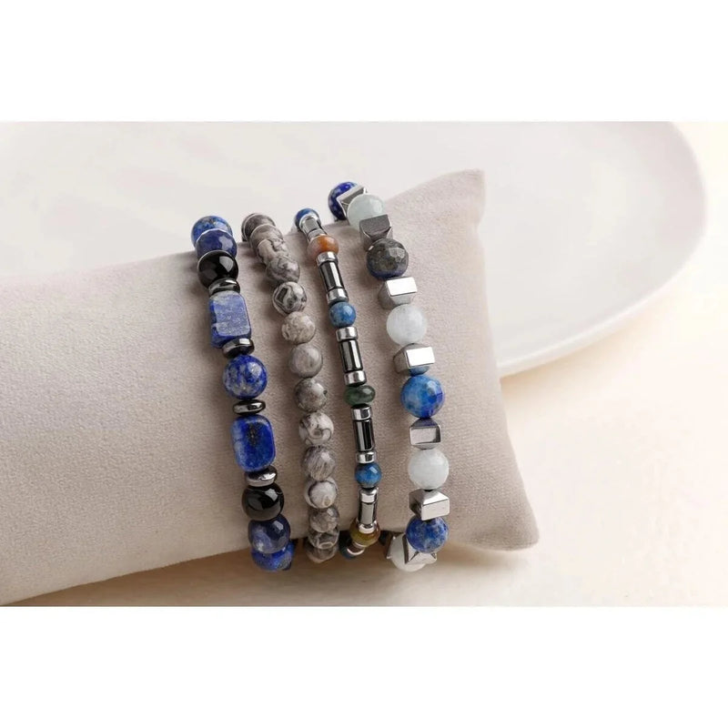 Hematit-Lapis-Jasper Erkek Doğal Taş Bileklik Seti - Görsel 1 - Safnaturel