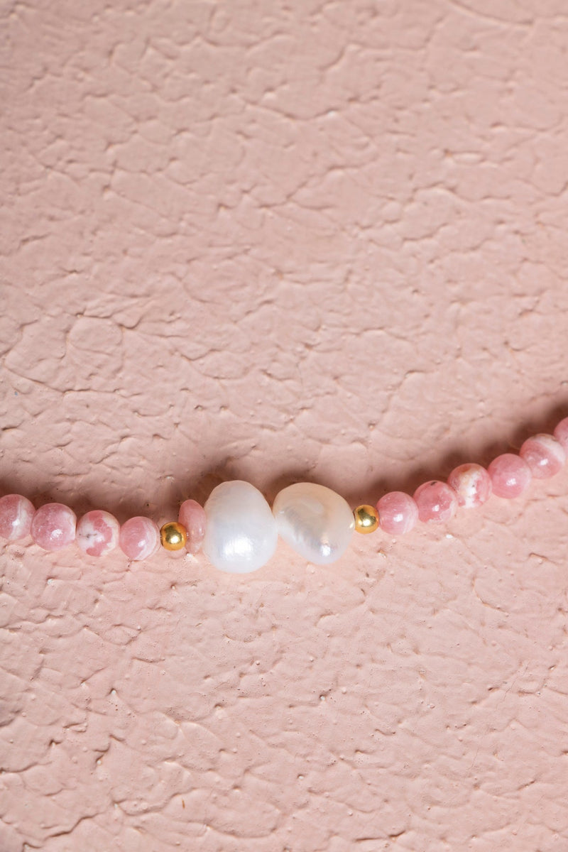 Sertifikalı İnci – Rodokrozit – Hematit Doğaltaş Kolye - Görsel 3 - Safnaturel