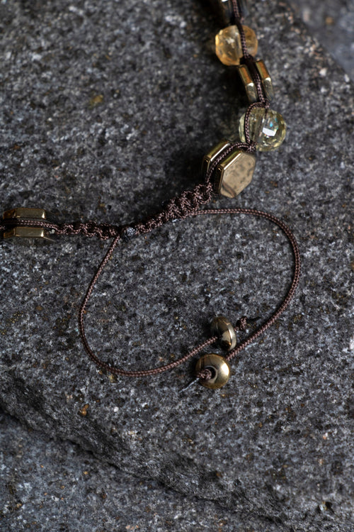 Sertifikalı Sitrin – Hematit Doğaltaş Makrome Bileklik