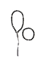 Sertifikalı Obsidyen Doğaltaş 925 Ayar Gümüş 8 mm İmameli Tesbih & Bileklik Seti