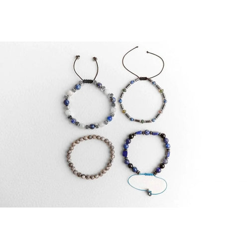 Hematit-Lapis-Jasper Erkek Doğal Taş Bileklik Seti