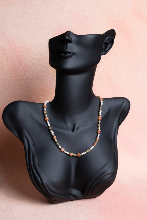 Sertifikalı İnci – Güneş Taşı – Hematit Doğaltaş Kolye