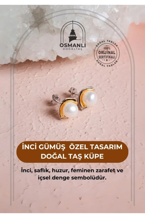 İnci Gümüş Doğal Taş Küpe