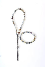 Sertifikalı Opal Doğaltaş 925 Ayar Gümüş 8 mm İmameli Tesbih & Bileklik Seti