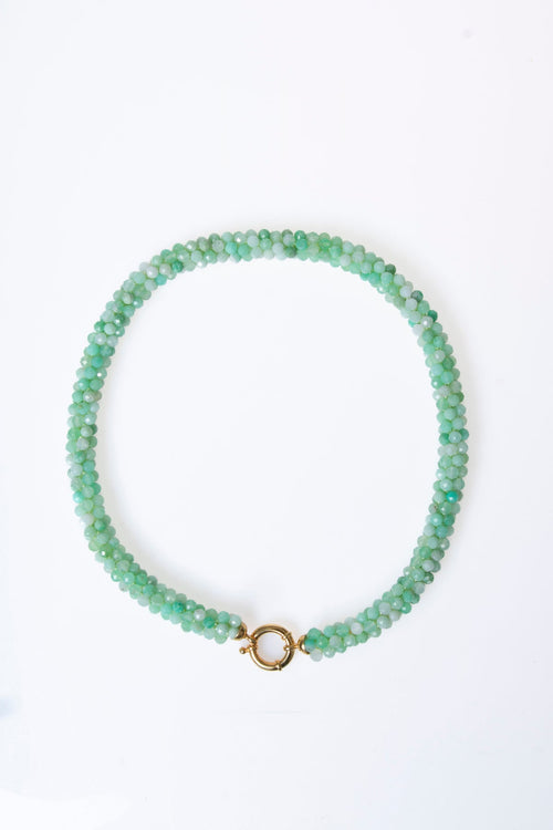 Sertifikalı El İşçiliği Örme Krizopras Gümüş Kapama Kolye (SK:119)